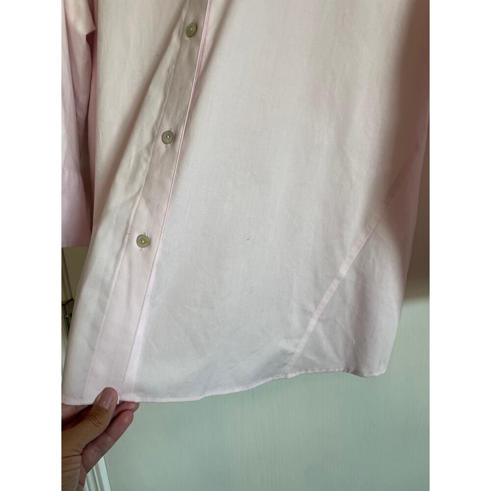 Foxcroft Taylor 3/4 Sleeve Non-Iron Stretch Shirt pink solid button up XXL - Picture 5 of 7